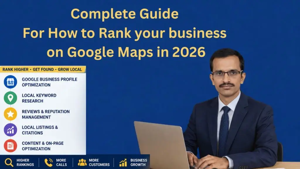 Complete guide showing how to rank your business on Google Maps in 2026 with Google Business Profile optimization, local SEO, reviews, citations, and content optimization.