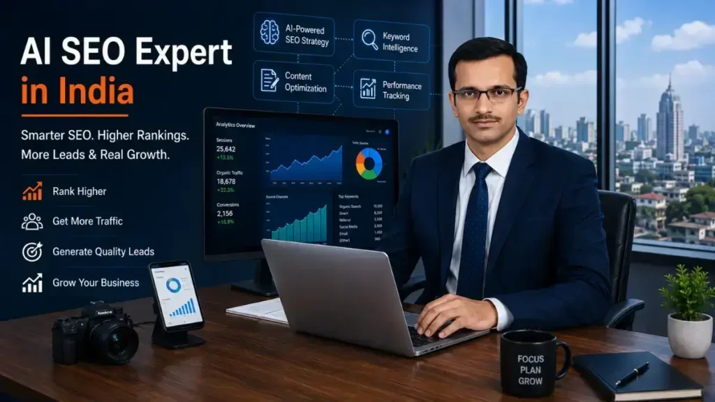 AI SEO Expert in India at Prabhat Software providing AI-powered SEO strategy, keyword research, content optimization, technical SEO, and performance tracking for business growth.